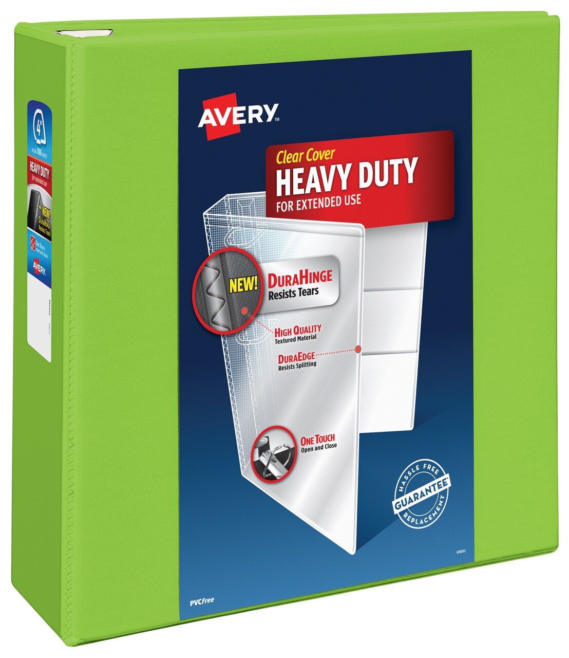 Avery Heavy-Duty View 3 Ring Binder, 4" One Touch EZD Rings, 4.5" Spine, 1 Chartreuse Binder (79812)